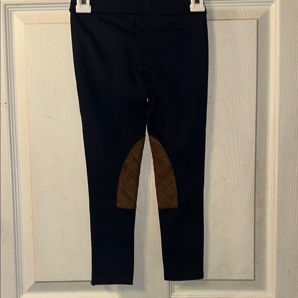JANIE & JACK GIRLS Size 4 Navy and Brown Riding Leggings with quilted Knee Pads. - Picture 2 of 7